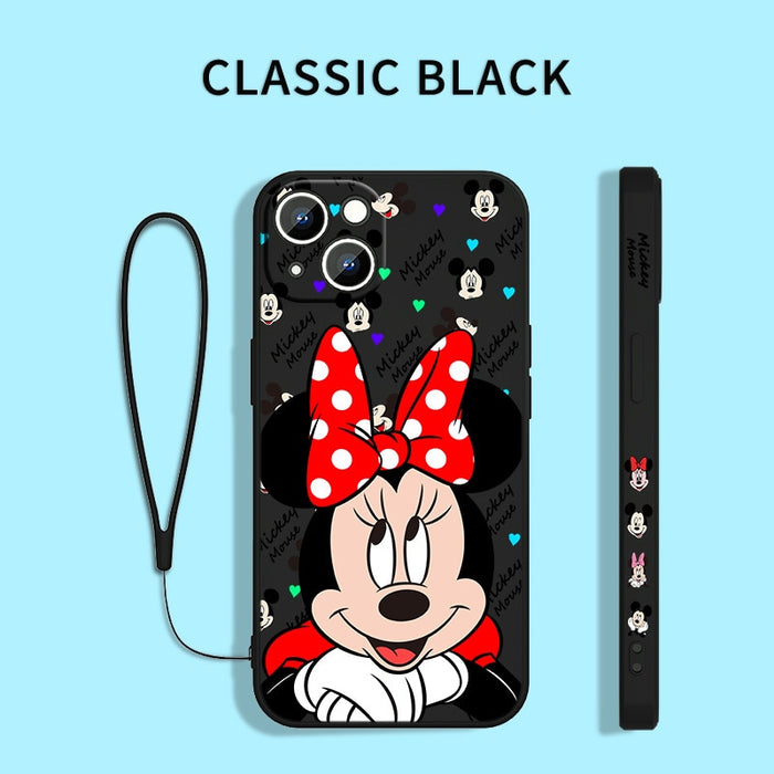 Disney Mickey Minne Cover For Apple iPhone 14 13 Pro Max - Liquid Left Rope Phone Case